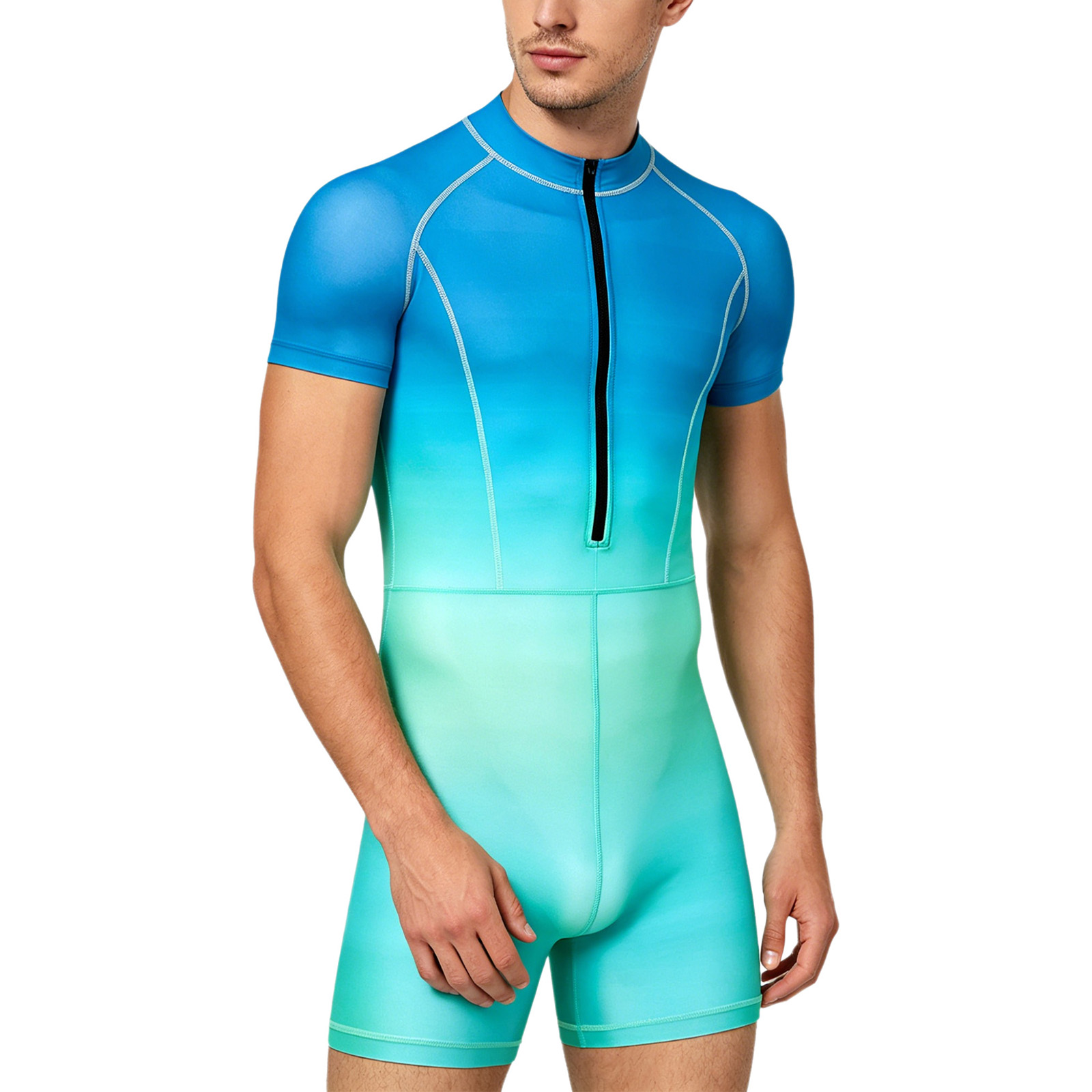 남성용 그라데이션 색상 지퍼형 원피스 수영복, 자외선  - Wetsuit Men 리뷰 및 가격